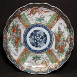 桐に鳳凰図染付大皿　/437