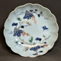 蝶に葡萄図染付なます皿　/757