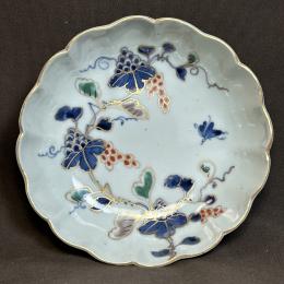 蝶に葡萄図染付なます皿　/757