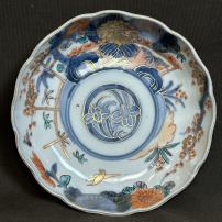 菊に菖蒲図染付なます皿　/758