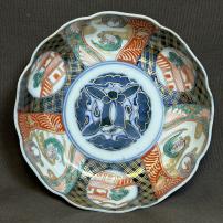 鶴亀図赤絵染付なます皿　/759