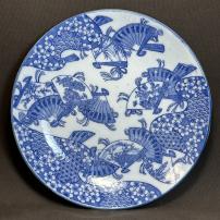 桜に扇子図印判大皿　/439