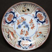 松竹梅図赤絵染付小皿　/2146