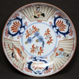 松竹梅図赤絵染付小皿　/2146