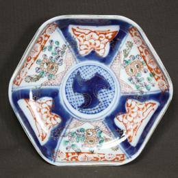 染付印判六角小皿　/2149