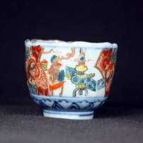 龍に鳳凰図染付小向付　/312