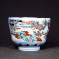 鳳凰に桐図染付小向付　/313