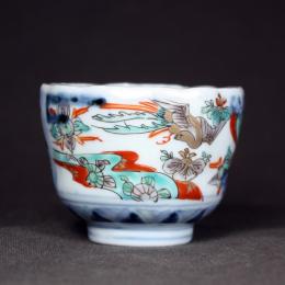 鳳凰に桐図染付小向付　/313