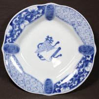 福寿図染付中皿　/643