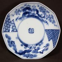 松竹梅図染付中皿　/644
