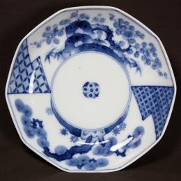 松竹梅図染付中皿　/644