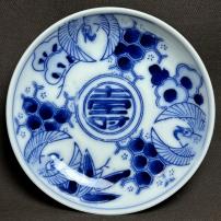 鶴に松竹梅図印判小皿　/2057