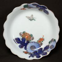 菊に蝶図染付小鉢　/341