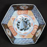 朝顔図染付六角小鉢　/342