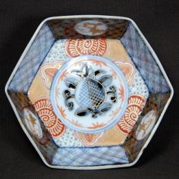 朝顔図染付六角小鉢　/342