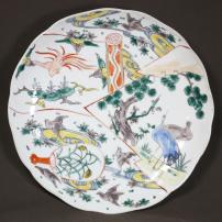 桐に鳳凰図古伊万里染付大皿　/442