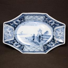 染付八角変形皿　/561