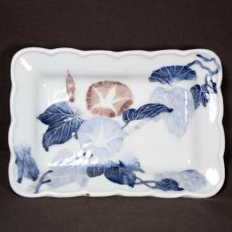 朝顔図染付変形皿　/567