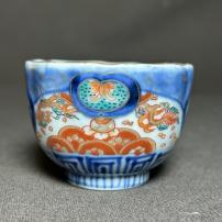 龍に魚図赤絵染付小向付　/281