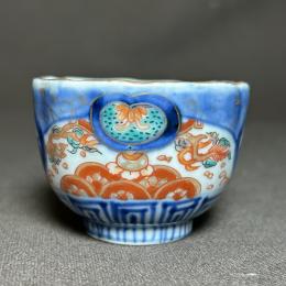 龍に魚図赤絵染付小向付　/281