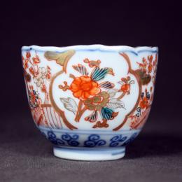 牡丹図赤絵染付小向付　/323