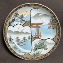 舟に鳥居図染付小皿　/2070