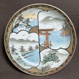 舟に鳥居図染付小皿　/2070