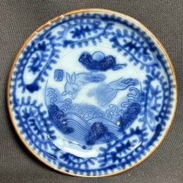 蛸唐草に兎図染付小皿　/1991