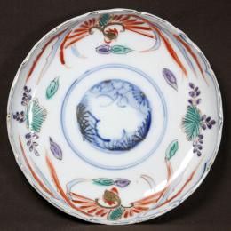 桐に鳳凰図染付中皿　/646