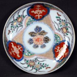 菊図赤絵染付中皿　/647
