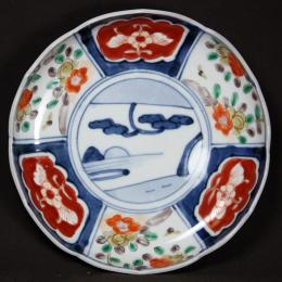 花図染付中皿　/648
