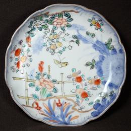 菊に蝶図染付小皿　/2161