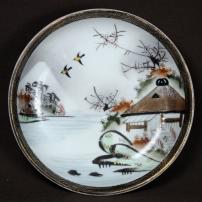 山水図染付小皿　/2166