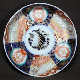 桃図赤絵染付小皿　/2168