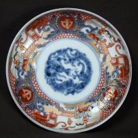 龍図赤絵染付小皿　/2172