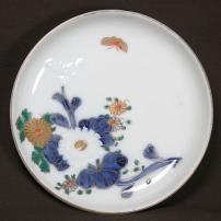 蝶に菊図染付小皿　/2173