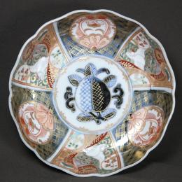 鶴に桃図染付なます皿　/780