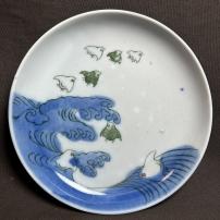 波千鳥図印判中皿　/542