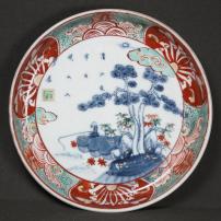 松竹図赤絵染付小皿　/2178