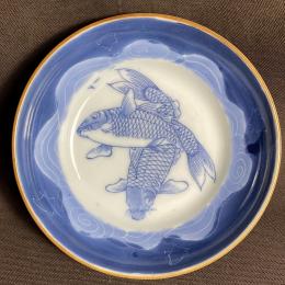 鯉に鯛図染付印判なます皿　/465