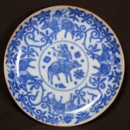 唐草に人物図印判小皿　/2191