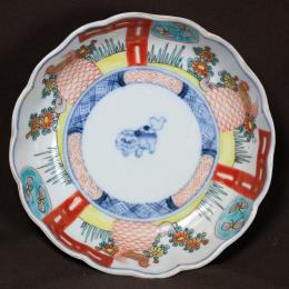蝶に鶏図染付なます皿　/797