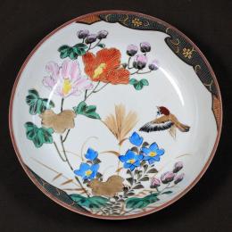 花に雀図染付なます皿　/813