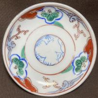 鶴に桐図赤絵染付小皿　/1791