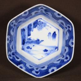 花図六角染付小鉢　/360