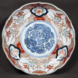 古伊万里獅子図赤絵染付小皿　/2111