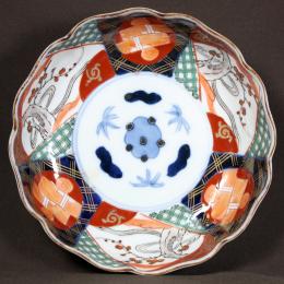 松竹梅図赤絵染付なます皿　/744