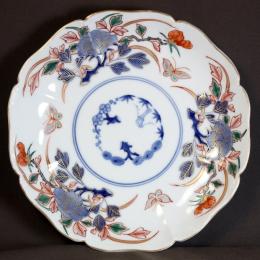 牡丹に蝶図染付大皿　/426