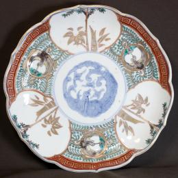 古伊万里龍に鳥図染付大皿　/430