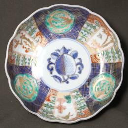 松竹梅図赤絵染付なます皿　/750